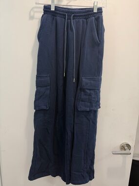 Victorias Secret Pink Navy Cargo Sweat Joggers with Drawstring